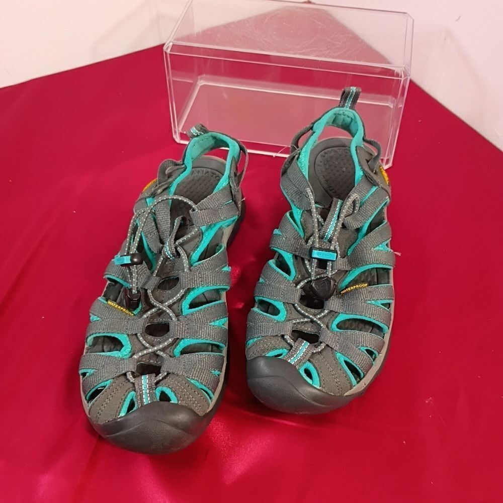 KEEN Women's SZ 7.5 Whisper Smoke Turquoise Waterproof Bungee Lace Slingback . - Picture 6 of 7